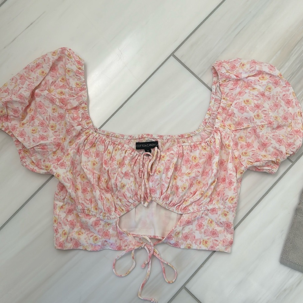 Floral pink top, brand - Cotton Candy LA, size S